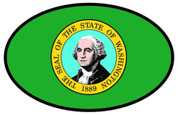 Washington State Flag Oval Sticker Self Adhesive Vinyl V4 WA - C4867