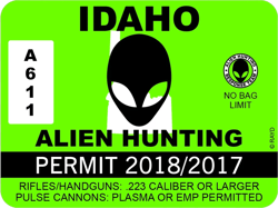 Idaho Alien Hunting Permit Sticker Self Adhesive Vinyl UFO ID - C1015
