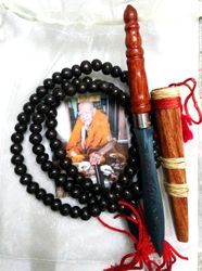 Buddhist Rosary Phra Khan or Mitmor spiritual knife Handmade vintage Lek Nam Pi prayer beads mala beads sacred 108 beads
