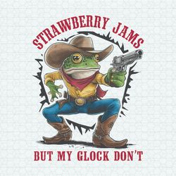 Retro Cowboy Strawberry Jams But My Glock Don't PNG