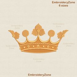 Crown machine embroidery design, gold crown embroidery pattern princess embroidery designs for girl queen. 6 sizes