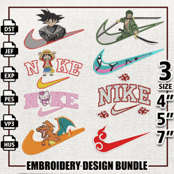 Bundle anime Embroidery Design, Nike Embroidery Design Bundle