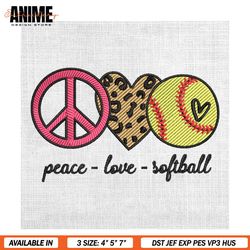 Peace Love Softball Leopard Print Mother Day Embroidery