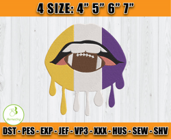Vikings Dripping Lips Embroidery Design, NFL Minnesota Vikings Embroidery, Digital Download, Sport Embroidery