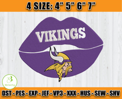 Minnesota Vikings Lips Embroidery Design, Vikings Logo Embroidery, NFL Sport Embroidery, Embroidery Design
