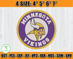NFL Minnesota Vikings logo embroidery design, NFL Machine Embroidery, Minnesota Vikings Embroidery Files