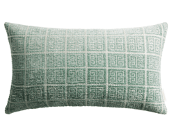 Teal And Ivory Greek Key Tile Indoor Outdoor Lumbar Pillow