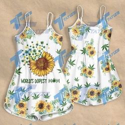 CANNABIS SUNFLOWER WORLD'S DOPEST MOM ROMPERS FOR WOMEN DESIGN 3D SIZE S - 3XL - CA102167
