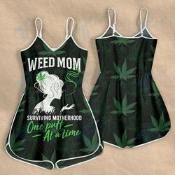 CANNABIS MOM SURVIVING MOTHERHOOD ONE PUFF AT A TIME ROMPERS FOR WOMEN DESIGN 3D SIZE S - 3XL - CA102165