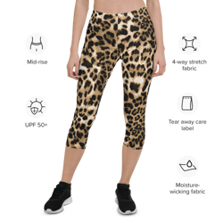 Leopard Print Animal Skin Pattern Capri Leggings