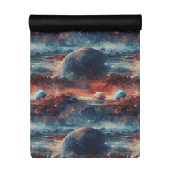 Planets Outer Space Galaxy Watercolor Pattern Yoga mat