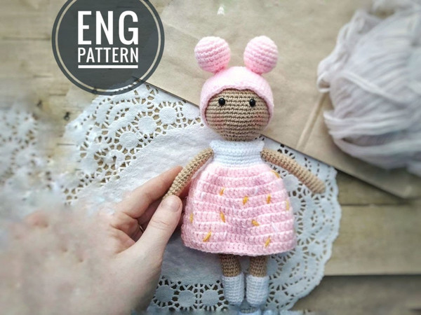 Amigurumi Candy Doll crochet Pattern in pink dress 9 inch.jpg