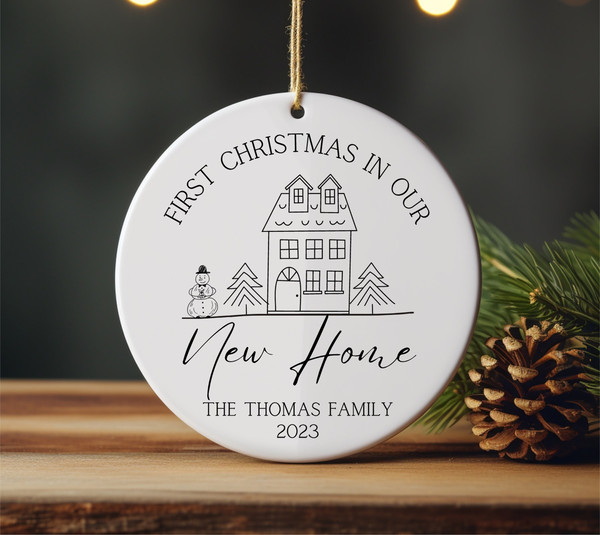 New Home Ornament, First Christmas in our New Home 2023, New Home Gift For Wife Custom Christmas Ornament House, New House Ornament Gift - 2.jpg