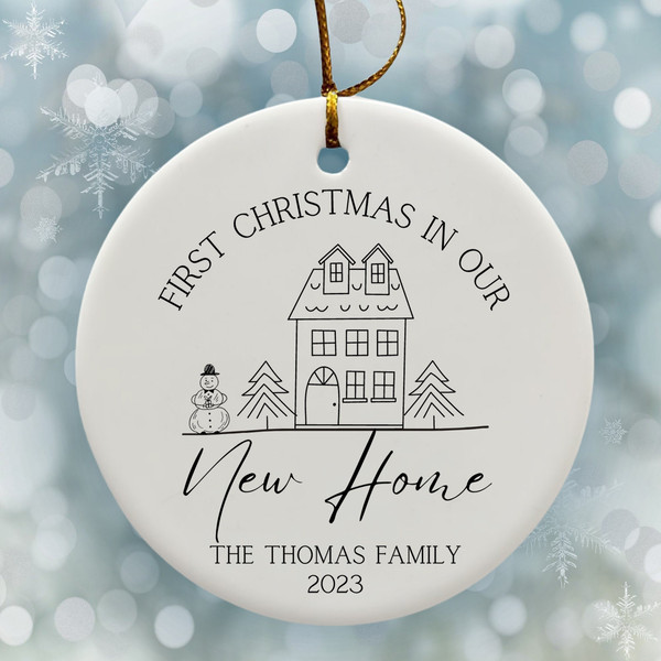 New Home Ornament, First Christmas in our New Home 2023, New Home Gift For Wife Custom Christmas Ornament House, New House Ornament Gift - 4.jpg