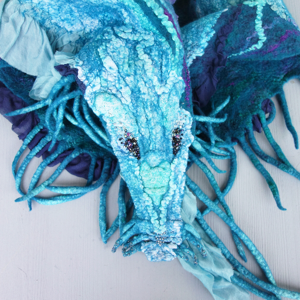 Blue dragon wool felted scarf 2.jpg