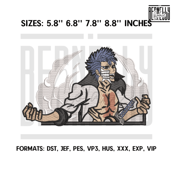 Grimmjow Embroidery Design File, Bleach Anime Embroidery, Machine embroidery pattern. Espada Anime Pes Design Brother.png