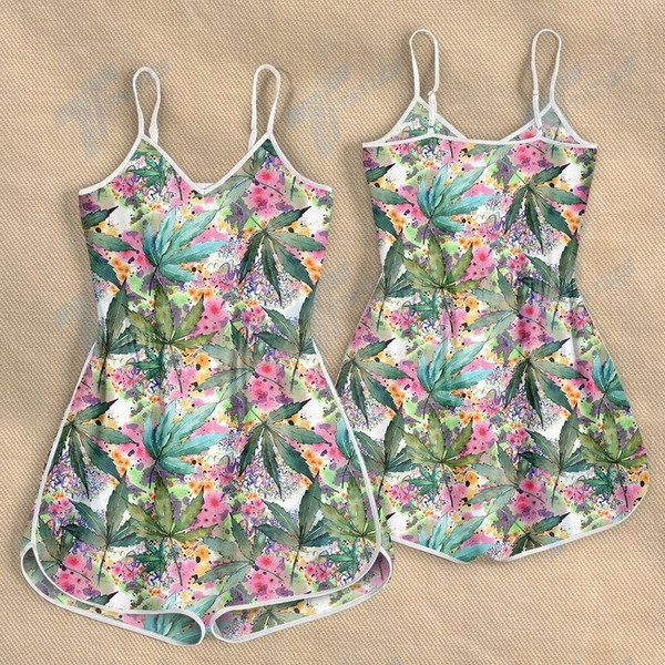 CANNABIS LEAF COLORFUL PATTERN ROMPERS FOR WOMEN DESIGN 3D SIZE XS - 3XL - CA102193.jpg