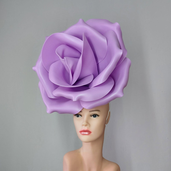 Large rose Lavender fascinator headband  wedding.jpg