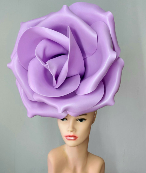 Large rose Lavender fascinator headband  wedding heddress.jpg