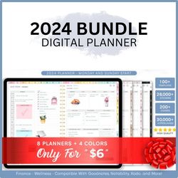 2024 Bundle Digital Planner, Digital Goodnotes, Undated 2024 BUNDLE DIGITAL PLANNERS Monday & Sunday Start
