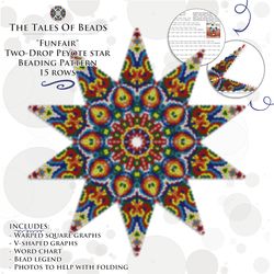 Two-Drop Peyote Star Pattern - Funfair / Beaded Ten Point Stars Beading Patterns