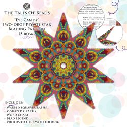Two-Drop Peyote Star Pattern - Eye Candy / Beaded Ten Point Stars Beading Patterns