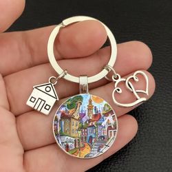 New House Key Keychain Beautiful House Key Ring Under The Stars Personalized Jewelry Gift New Home Keychain