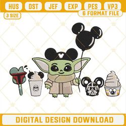 Baby Yoda Star Wars Embroidery Designs File, Baby Yoda Machine Embroidery Designs-Jeannie shop