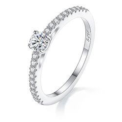 Certified 0.3CT Lab Diamond Sterling Silver Ring for Women | Simple & Sparkling Moissanite Finger Ring
