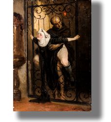 The Sin. Catholic priest and nun have sex art print. Lust home decor. Immoral decoration. Sex picture. 996.