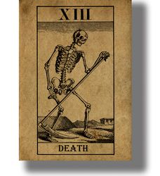 Death Tarot Card Print. Mystical illustration for home decor. Occult art print. Death symbol artwork. 793.