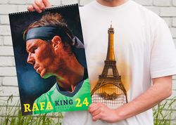 Rafael Nadal artbook Calendar 2024. Tennis fan art print gift. Vamos Rafa.