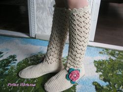 Knitted boots, boots, women's boots
