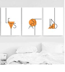 Lets Stay in Bed Print Printable Wall Art Above Bed Decor Couple Quote Wall Art Prints Bedroom Print Set of 3 Wall Decor