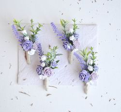 Lavender boutonniere, Purple rustic boutonniere, Pink white purple, Lavender wedding bouquet,Purple boutonniere,Lavender