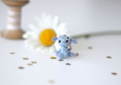 Blue dragon tiny crochet animal dollhouse collection miniature micro crochet toy