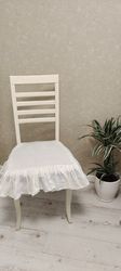 Linen chair cover,Ruffle chair cover,Chair covers with long ruffles,Chair cover,Softened covers  ,scandinavian hygge