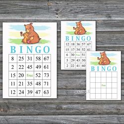 Bear bingo cards,Woodland animals bingo game,Bear Printable bingo cards,60 Bingo Cards,INSTANT DOWNLOAD--383