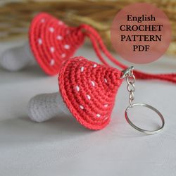 PATTERN, crochet PFD pattern mushroom, keychain mushroom, easy amigurumi tutorial