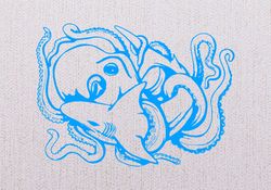 Octopus And Shark, Underwater Animal Octopus Kraken Wall Sticker Vinyl Decal Mural Art Decor