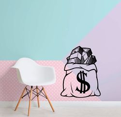 A Bag Of Money Dollar To Luck Wealth Wall Sticker Vinyl Decal Mural Art Decor