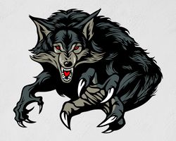 Werewolf, The Image Of A Mystical Animal, Angry Wolf, Car Sticker Wall Sticker Vinyl Decal Mural Art Decor Full Color