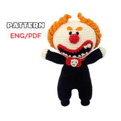 Clown doll pattern, Crochet doll pattern, Halloween decor, Easy crochet pattern, Evil clown, Scary clown, Clown toy