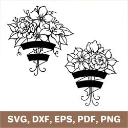Bouquet with ribbon svg, bouquet of flowers template, bouquet dxf, bouquet png, bouquet laser cut, bouquet cut file