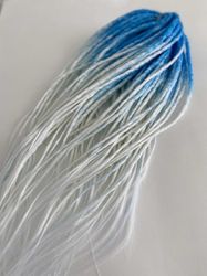 Synthetic DE dreads extensions, Blue and White dreadlocks
