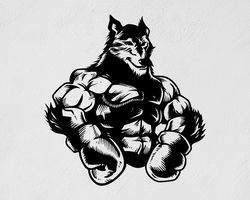 Ferocious Wolf, Boxing Gym Training, Sport, Car Stickers Wall Sticker Vinyl Decal Mural Art Decor