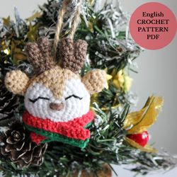 Christmas amigurumi reindeer crochet pattern, holiday ornaments, easy crochet Christmas pattern