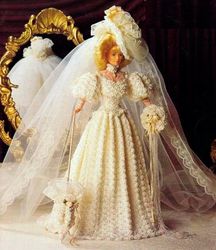 PDF Vintage Crochet Pattern / Crochet dress for Barbie dolls 11-1 / 2" / Wedding Dress