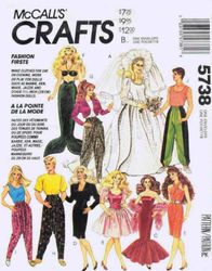 PDF Barbie Dolls 11-1/2" and Dolls 12-1/2" Vintage Sewing Pattern