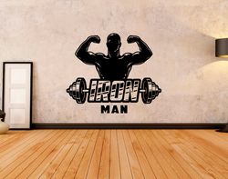 Iron Man Workout Bodybuilder Gym Fitness Crossfit Coach Sport Muscles Wall Sticker Vinyl Decal Mural Art Decor